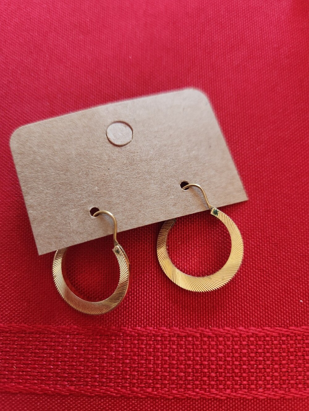 Monet Gold Textured Hoop Drop Earrings